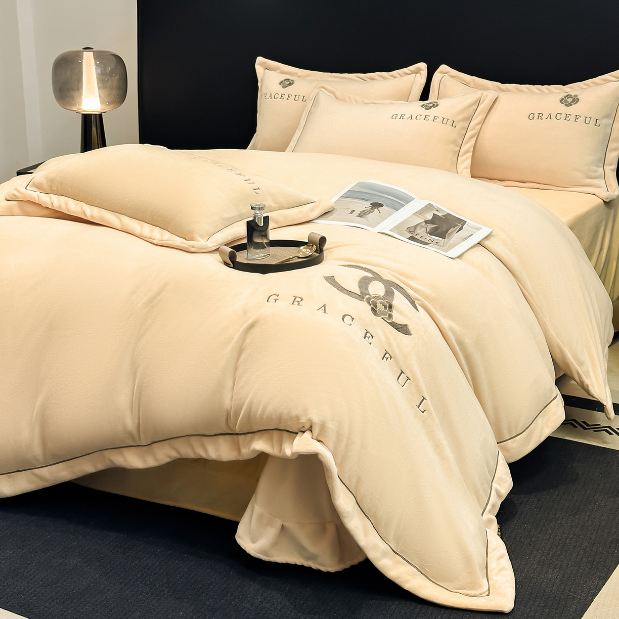 91家纺网 家纺一手货源 找家纺 （总）合欢（原天一阁） 2025新款A类高克重230克全消光全工艺牛奶绒刺绣四件套