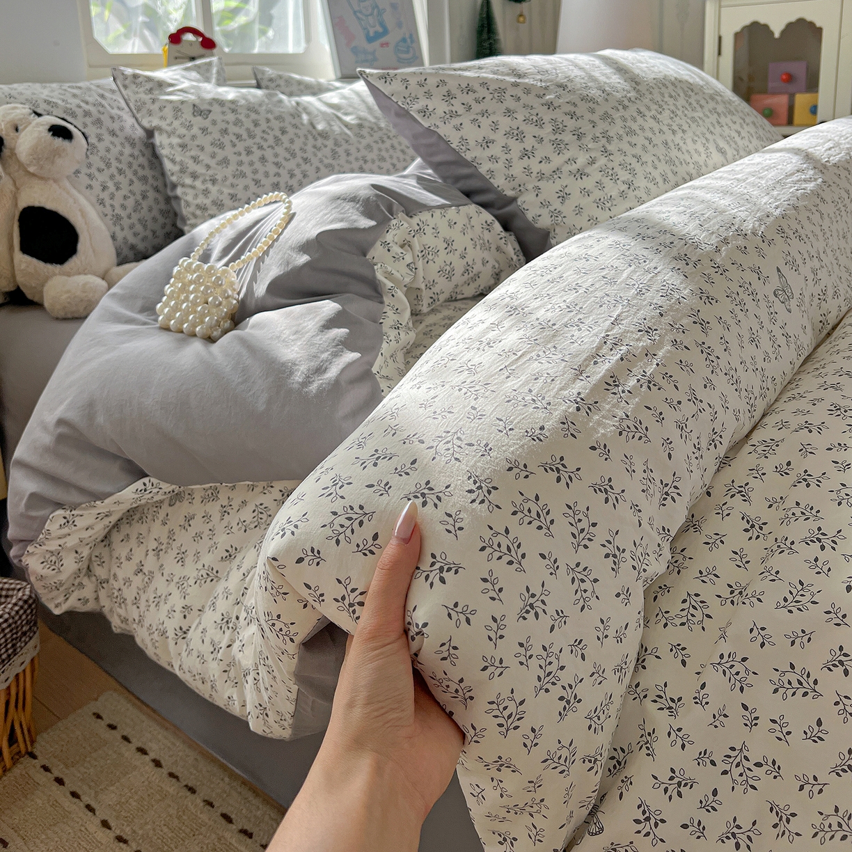 91家纺网 家纺一手货源 找家纺 （总）凯洛奇 2026新款A类仿棉四件套古法水洗棉小清新印花四件套单被套系列