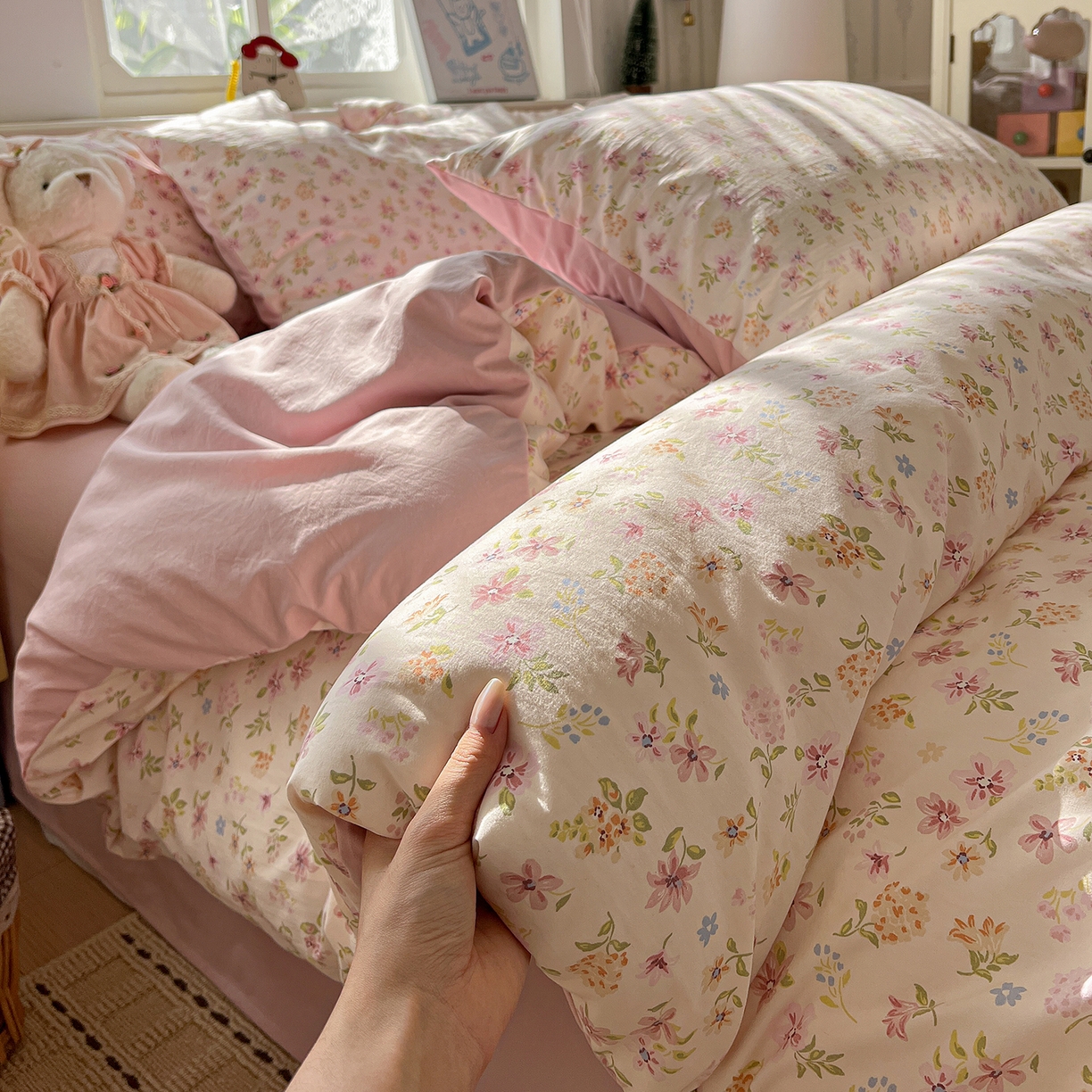 91家纺网 家纺一手货源 找家纺 （总）凯洛奇 2026新款A类仿棉四件套古法水洗棉小清新印花四件套单被套系列