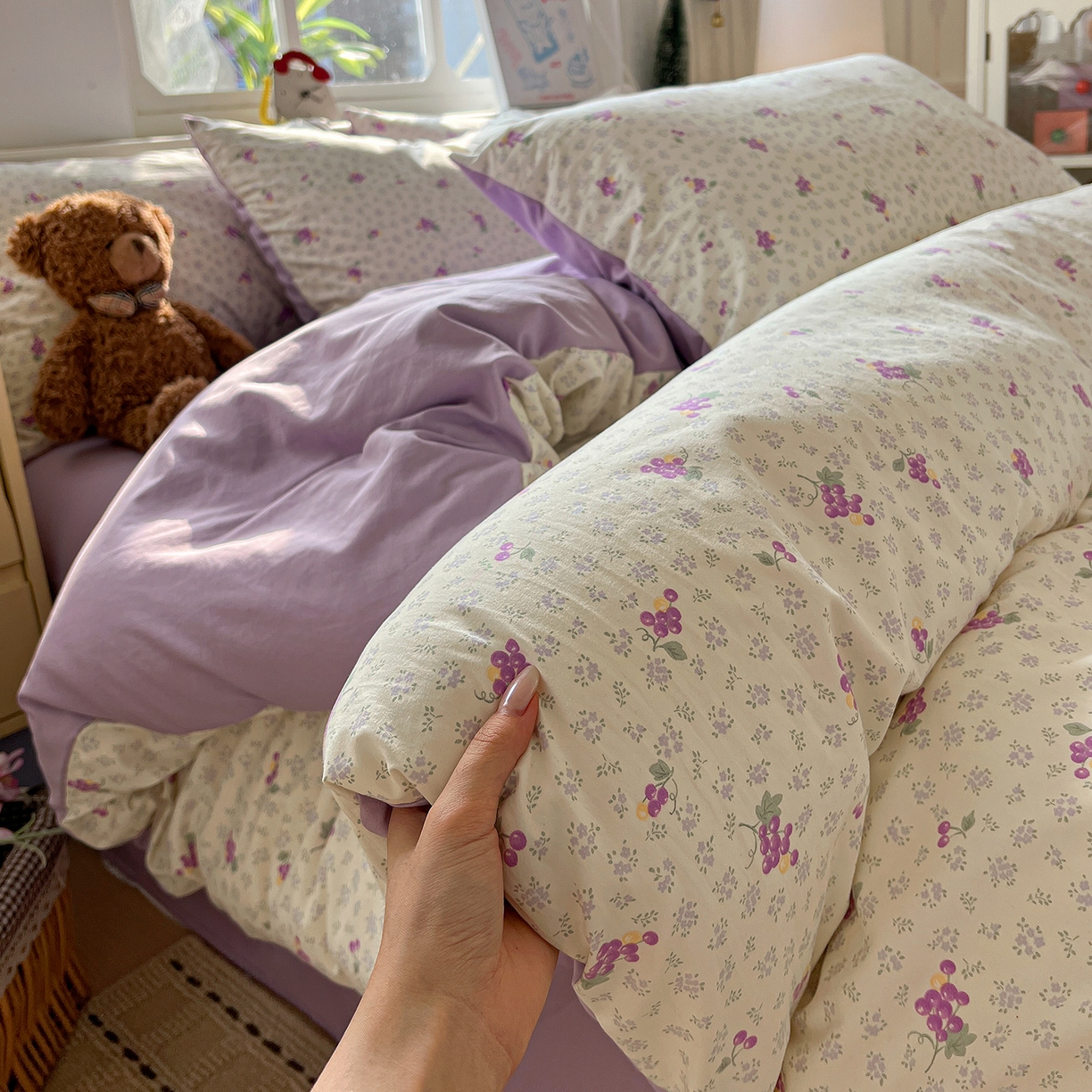 91家纺网 家纺一手货源 找家纺 （总）凯洛奇 2026新款A类仿棉四件套古法水洗棉小清新印花四件套单被套系列