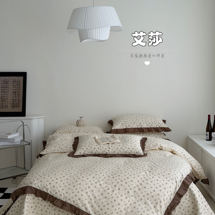 91家纺网 家纺一手货源 找家纺 （总）佰织鑫家居 2025新款全棉法式砂洗棉花床盖款被套四件套