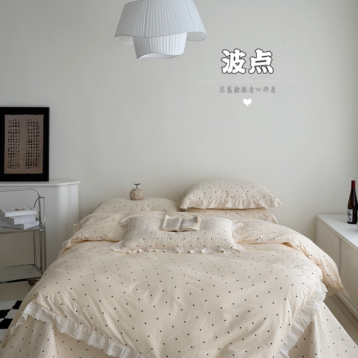 91家纺网 家纺一手货源 找家纺 （总）佰织鑫家居 2025新款全棉法式砂洗棉花床盖款被套四件套