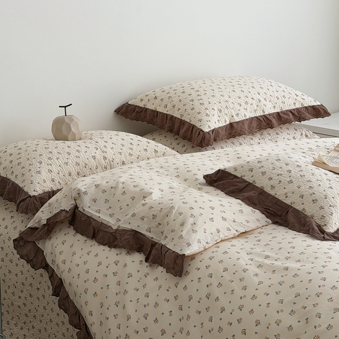 91家纺网 家纺一手货源 找家纺 佰织鑫家居 2025新款全棉法式砂洗棉花床盖款被套四件套艾莎