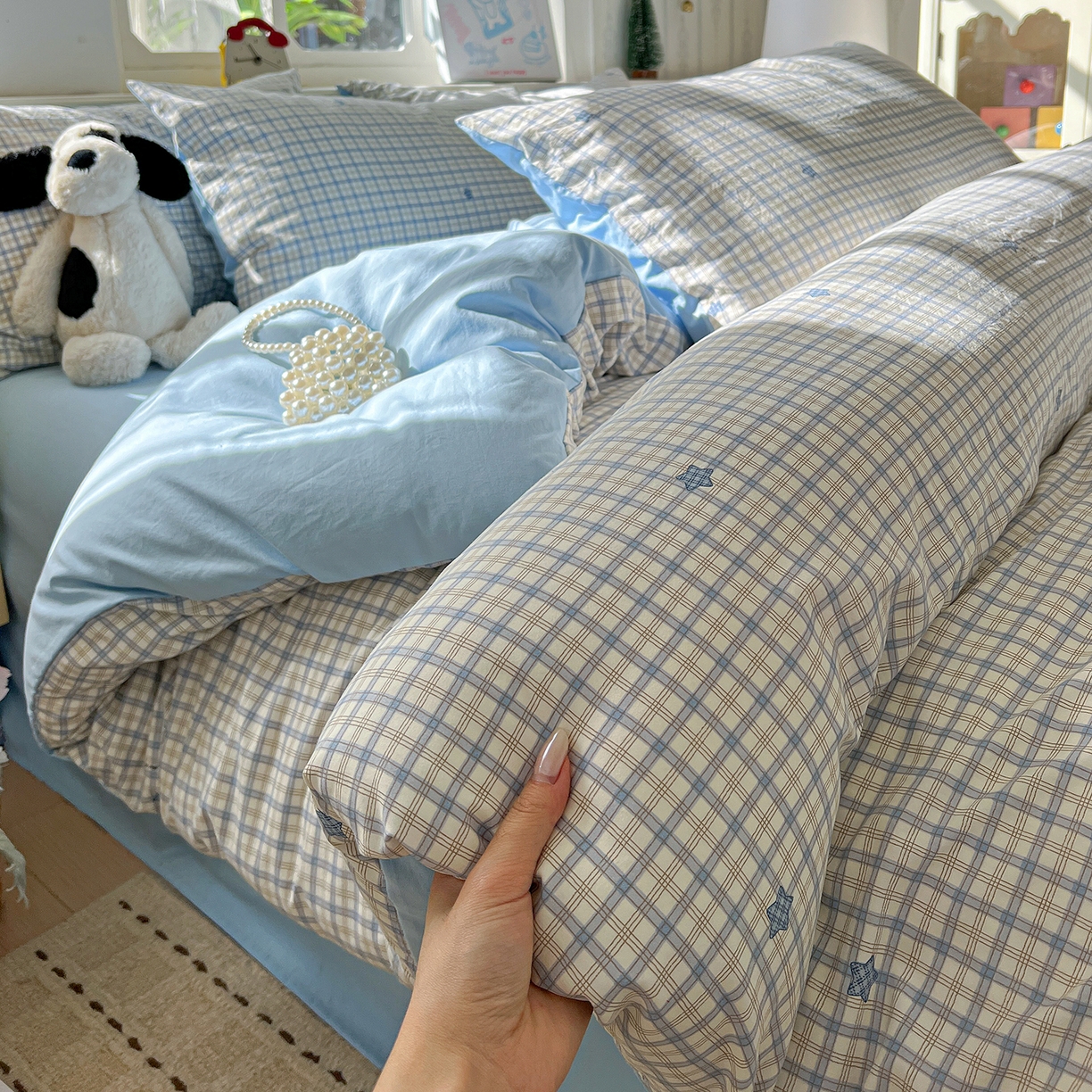 91家纺网 家纺一手货源 找家纺 （总）凯洛奇 2026新款A类仿棉四件套古法水洗棉小清新印花四件套单被套系列