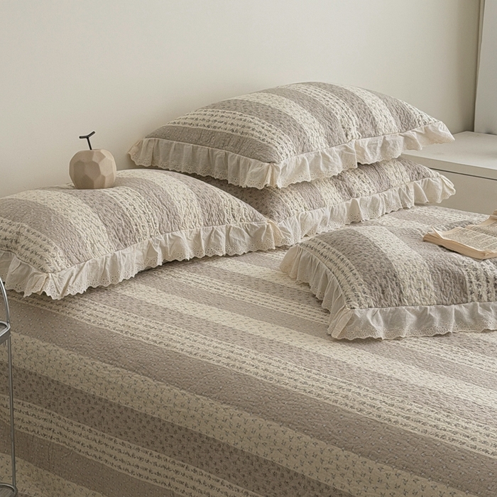 91家纺网 家纺一手货源 找家纺 佰织鑫家居 2025新款全棉法式砂洗棉花床盖款被套四件套思念