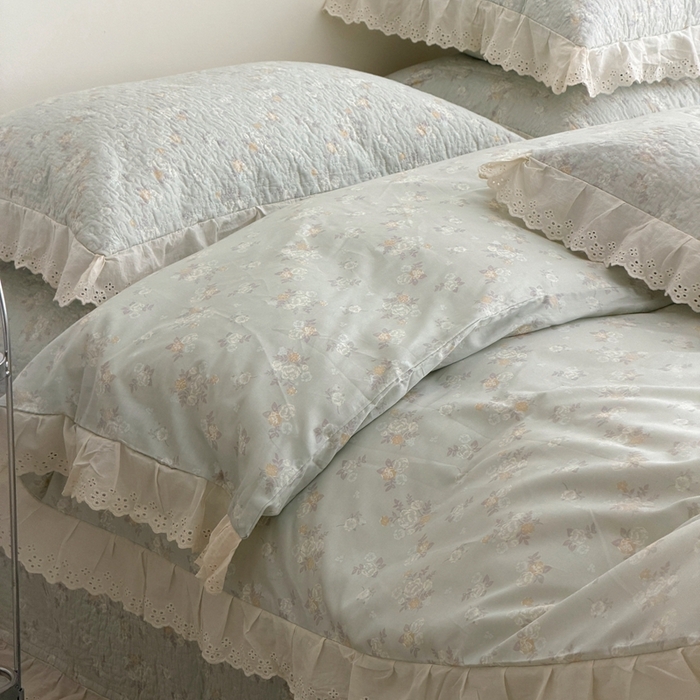 91家纺网 家纺一手货源 找家纺 佰织鑫家居 2025新款全棉法式砂洗棉花床盖款被套四件套岁月静好