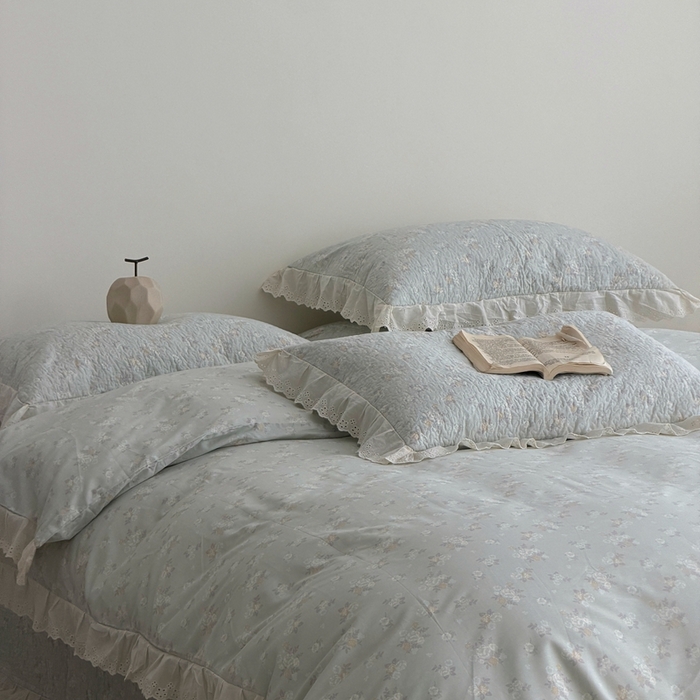 91家纺网 家纺一手货源 找家纺 佰织鑫家居 2025新款全棉法式砂洗棉花床盖款被套四件套岁月静好