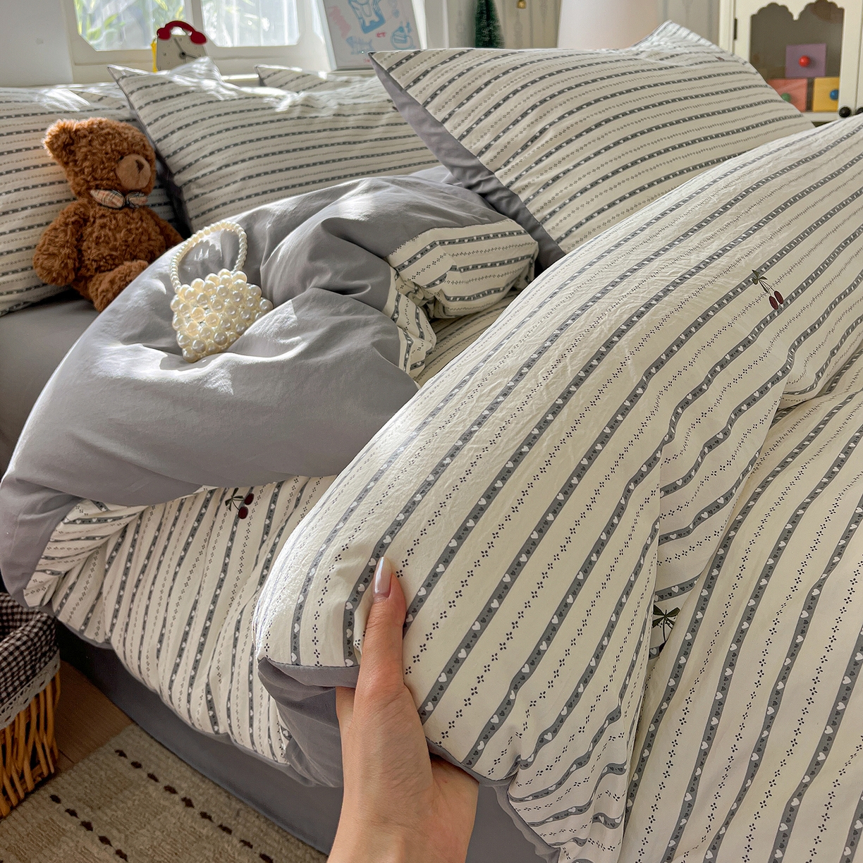 91家纺网 家纺一手货源 找家纺 （总）凯洛奇 2026新款A类仿棉四件套古法水洗棉小清新印花四件套单被套系列