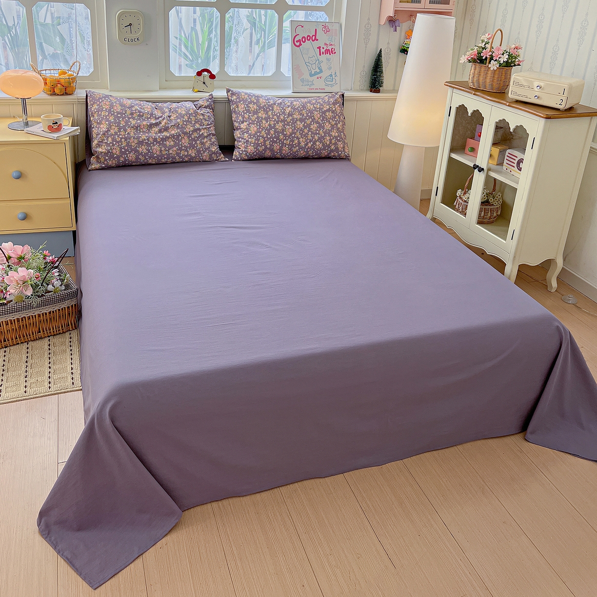 91家纺网 家纺一手货源 找家纺 凯洛奇 2026新款A类仿棉四件套古法水洗棉小清新印花四件套单被套系列 冬日恋歌