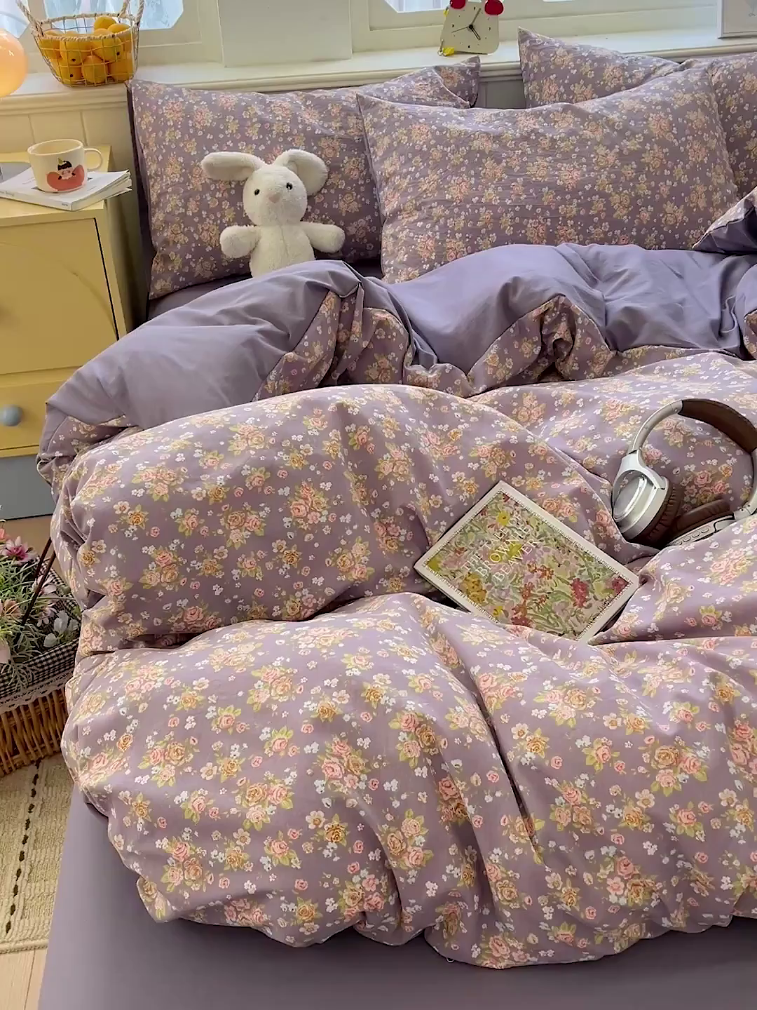 91家纺网 家纺一手货源 找家纺 凯洛奇 2026新款A类仿棉四件套古法水洗棉小清新印花四件套单被套系列 冬日恋歌