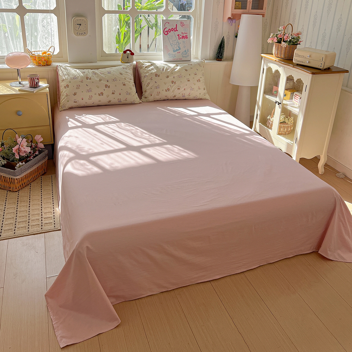 91家纺网 家纺一手货源 找家纺 凯洛奇 2026新款A类仿棉四件套古法水洗棉小清新印花四件套单被套系列 班尼狗