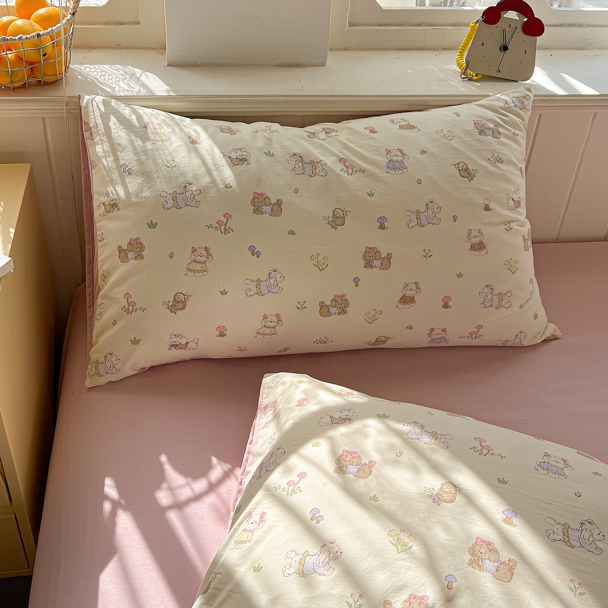 91家纺网 家纺一手货源 找家纺 凯洛奇 2026新款A类仿棉四件套古法水洗棉小清新印花四件套单被套系列 班尼狗