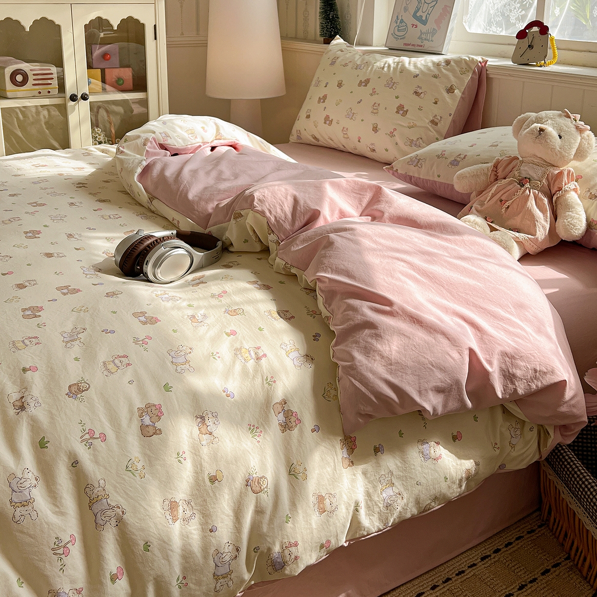 91家纺网 家纺一手货源 找家纺 凯洛奇 2026新款A类仿棉四件套古法水洗棉小清新印花四件套单被套系列 班尼狗