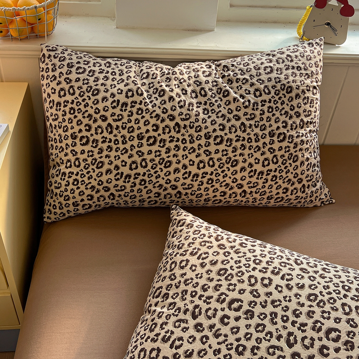 91家纺网 家纺一手货源 找家纺 凯洛奇 2026新款A类仿棉四件套古法水洗棉小清新印花四件套单被套系列 豹纹