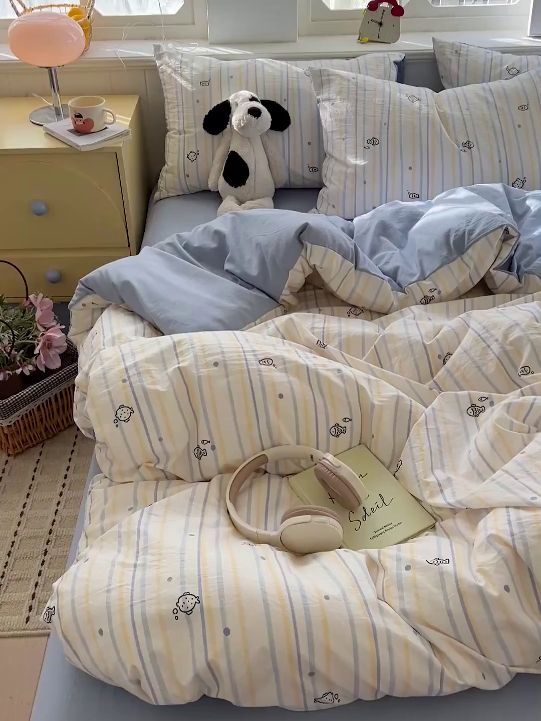 91家纺网 家纺一手货源 找家纺 凯洛奇 2026新款A类仿棉四件套古法水洗棉小清新印花四件套单被套系列 畅游海洋