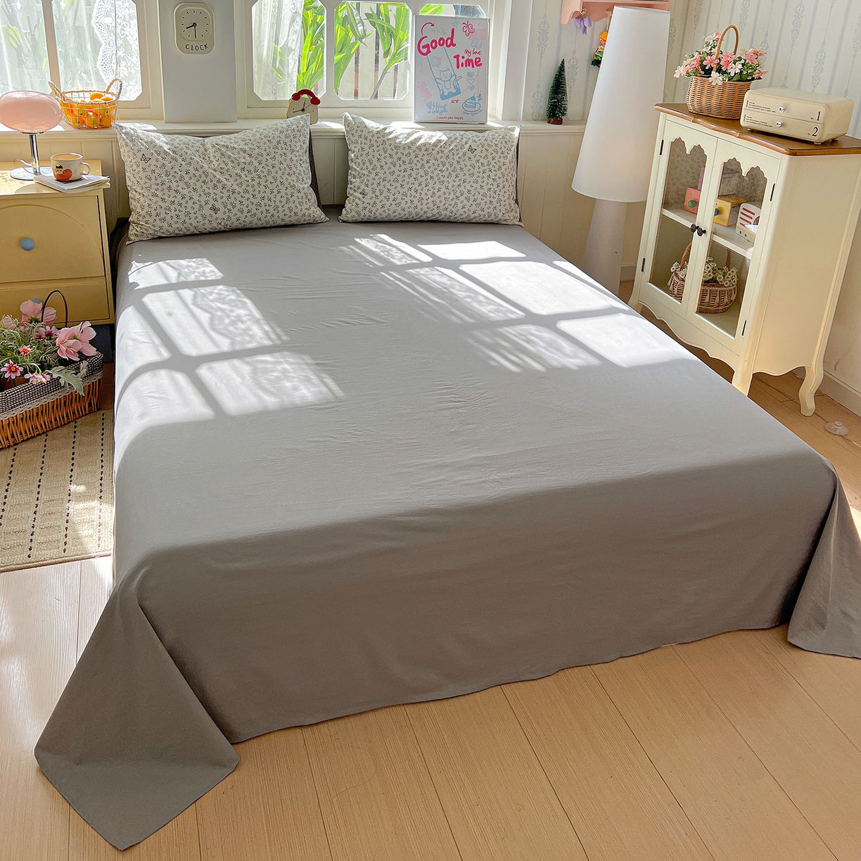 91家纺网 家纺一手货源 找家纺 凯洛奇 2026新款A类仿棉四件套古法水洗棉小清新印花四件套单被套系列 花菲