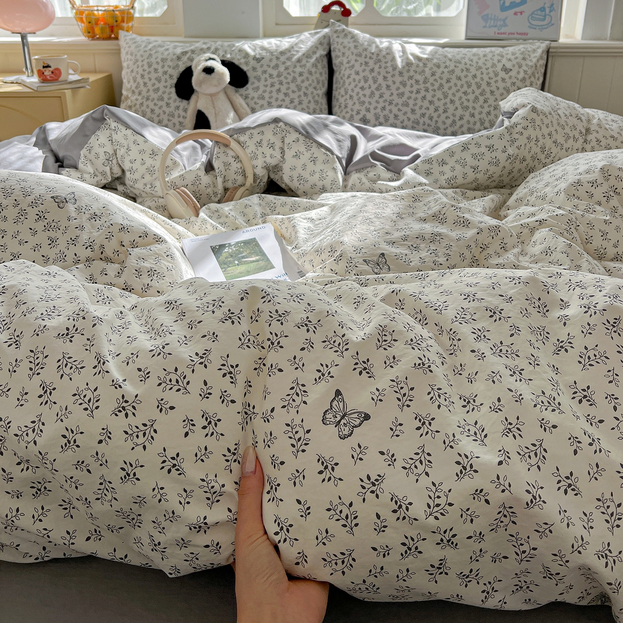 91家纺网 家纺一手货源 找家纺 凯洛奇 2026新款A类仿棉四件套古法水洗棉小清新印花四件套单被套系列 花菲