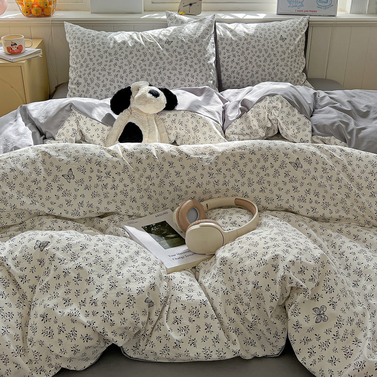 91家纺网 家纺一手货源 找家纺 凯洛奇 2026新款A类仿棉四件套古法水洗棉小清新印花四件套单被套系列 花菲