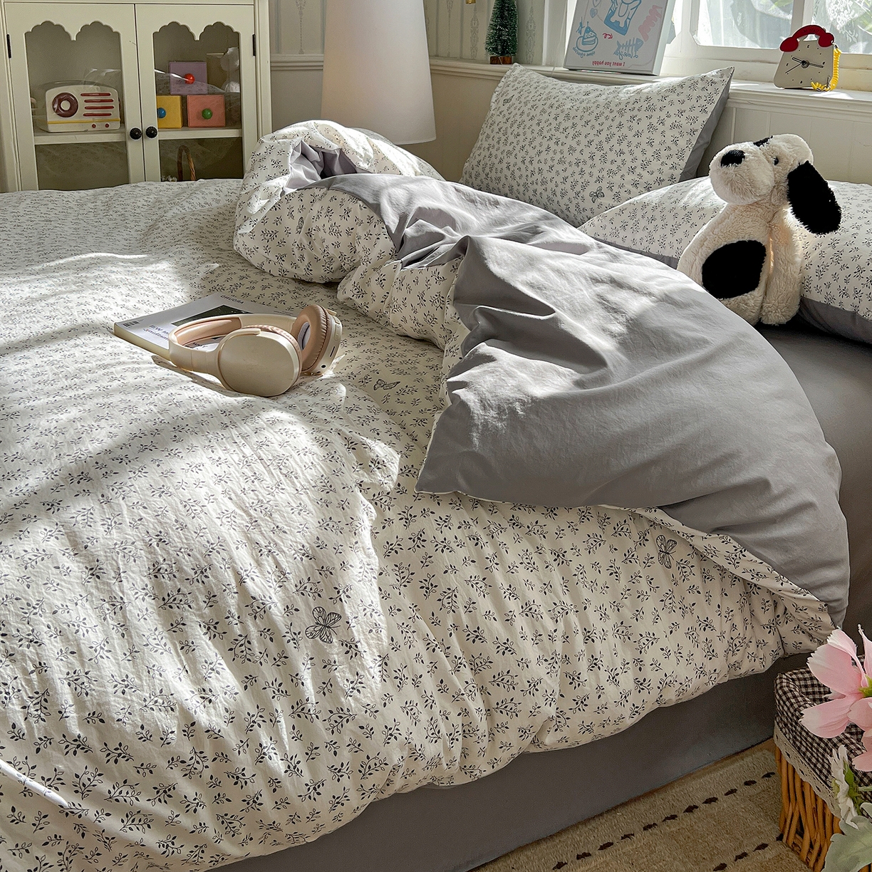 91家纺网 家纺一手货源 找家纺 凯洛奇 2026新款A类仿棉四件套古法水洗棉小清新印花四件套单被套系列 花菲