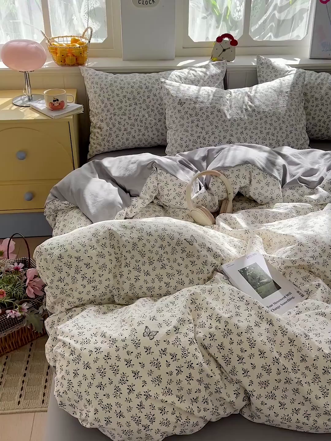 91家纺网 家纺一手货源 找家纺 凯洛奇 2026新款A类仿棉四件套古法水洗棉小清新印花四件套单被套系列 花菲