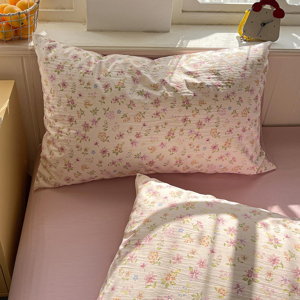 91家纺网 家纺一手货源 找家纺 凯洛奇 2026新款A类仿棉四件套古法水洗棉小清新印花四件套单被套系列 花意飘香