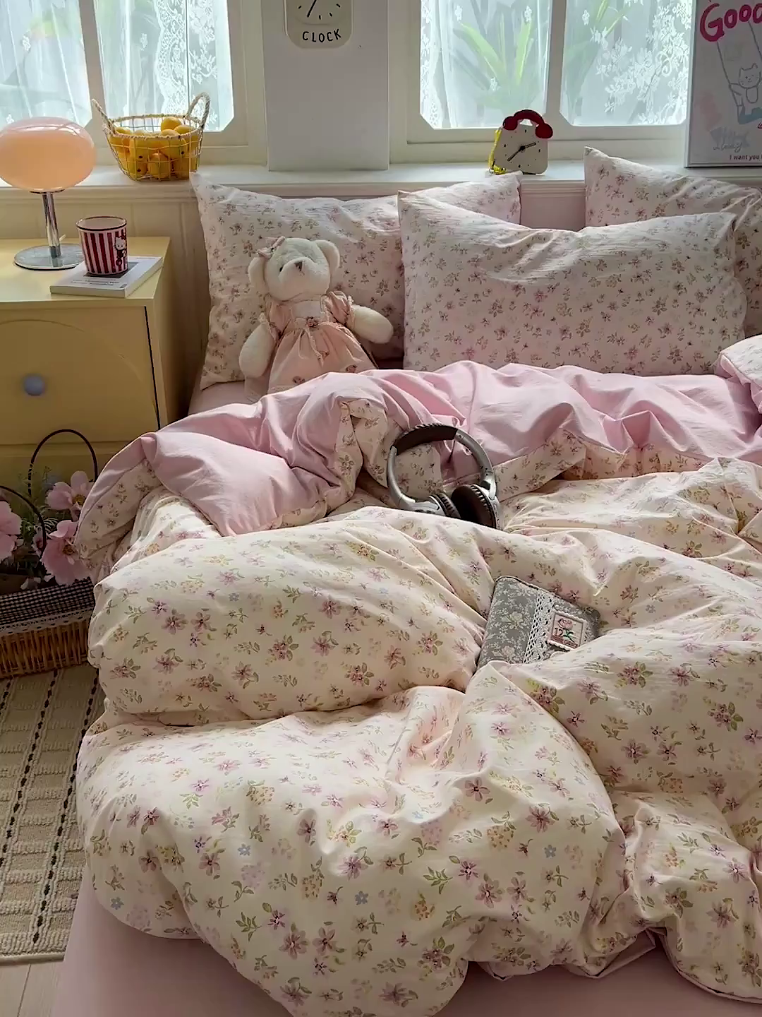 91家纺网 家纺一手货源 找家纺 凯洛奇 2026新款A类仿棉四件套古法水洗棉小清新印花四件套单被套系列 花意飘香