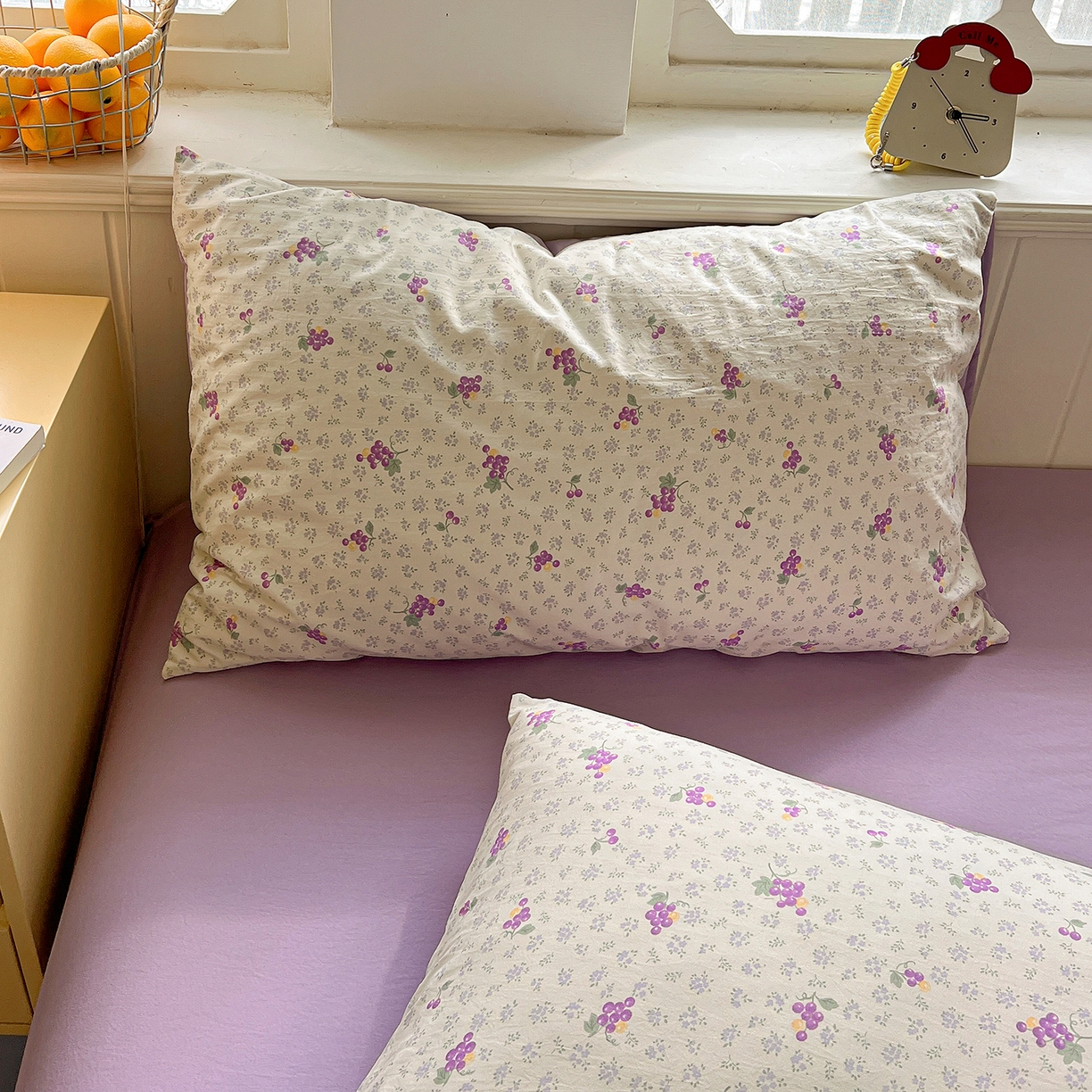 91家纺网 家纺一手货源 找家纺 凯洛奇 2026新款A类仿棉四件套古法水洗棉小清新印花四件套单被套系列 桔梗紫