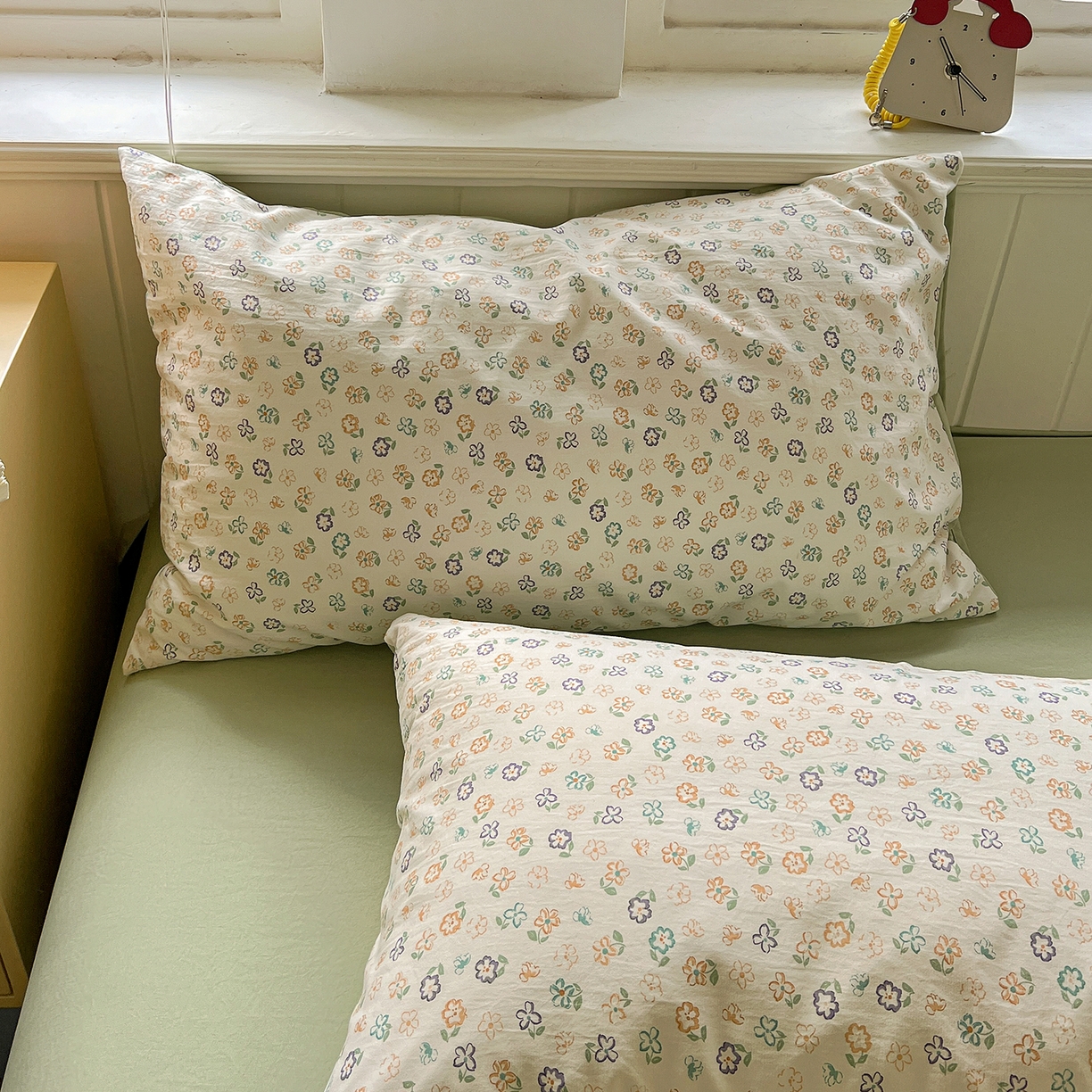 91家纺网 家纺一手货源 找家纺 凯洛奇 2026新款A类仿棉四件套古法水洗棉小清新印花四件套单被套系列 绿茵