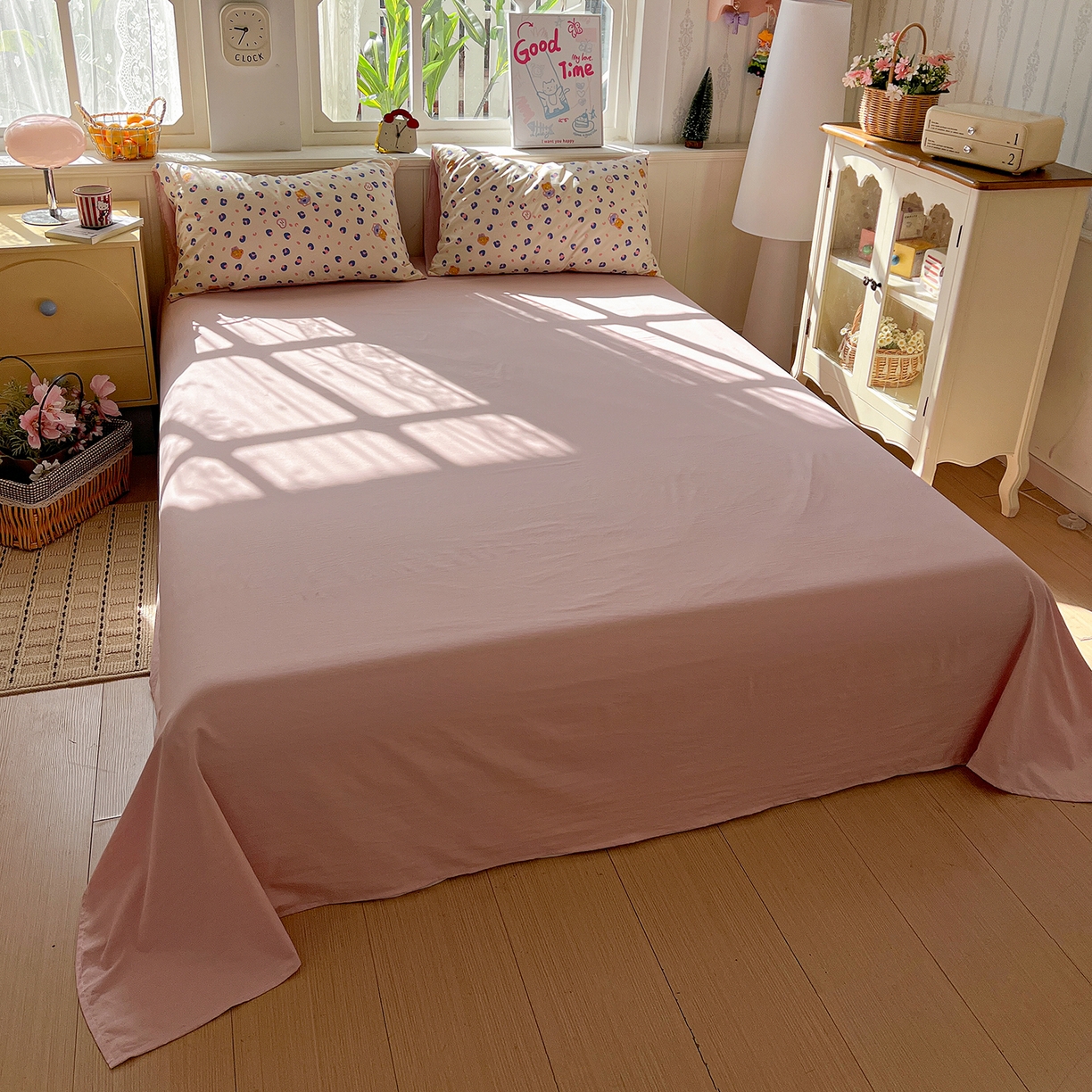 91家纺网 家纺一手货源 找家纺 凯洛奇 2026新款A类仿棉四件套古法水洗棉小清新印花四件套单被套系列 罗纳之约