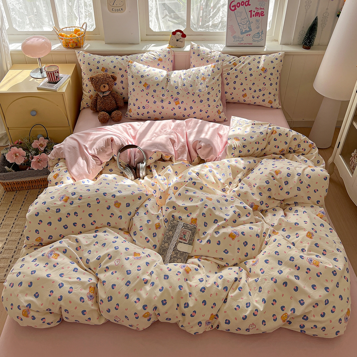 91家纺网 家纺一手货源 找家纺 凯洛奇 2026新款A类仿棉四件套古法水洗棉小清新印花四件套单被套系列 罗纳之约