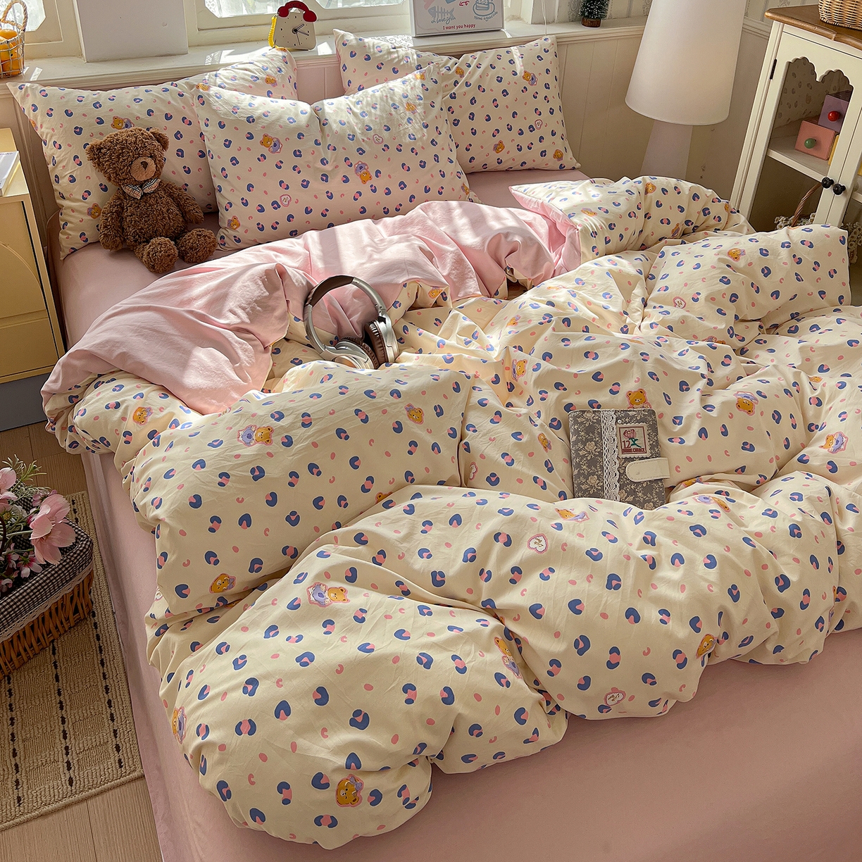 91家纺网 家纺一手货源 找家纺 凯洛奇 2026新款A类仿棉四件套古法水洗棉小清新印花四件套单被套系列 罗纳之约