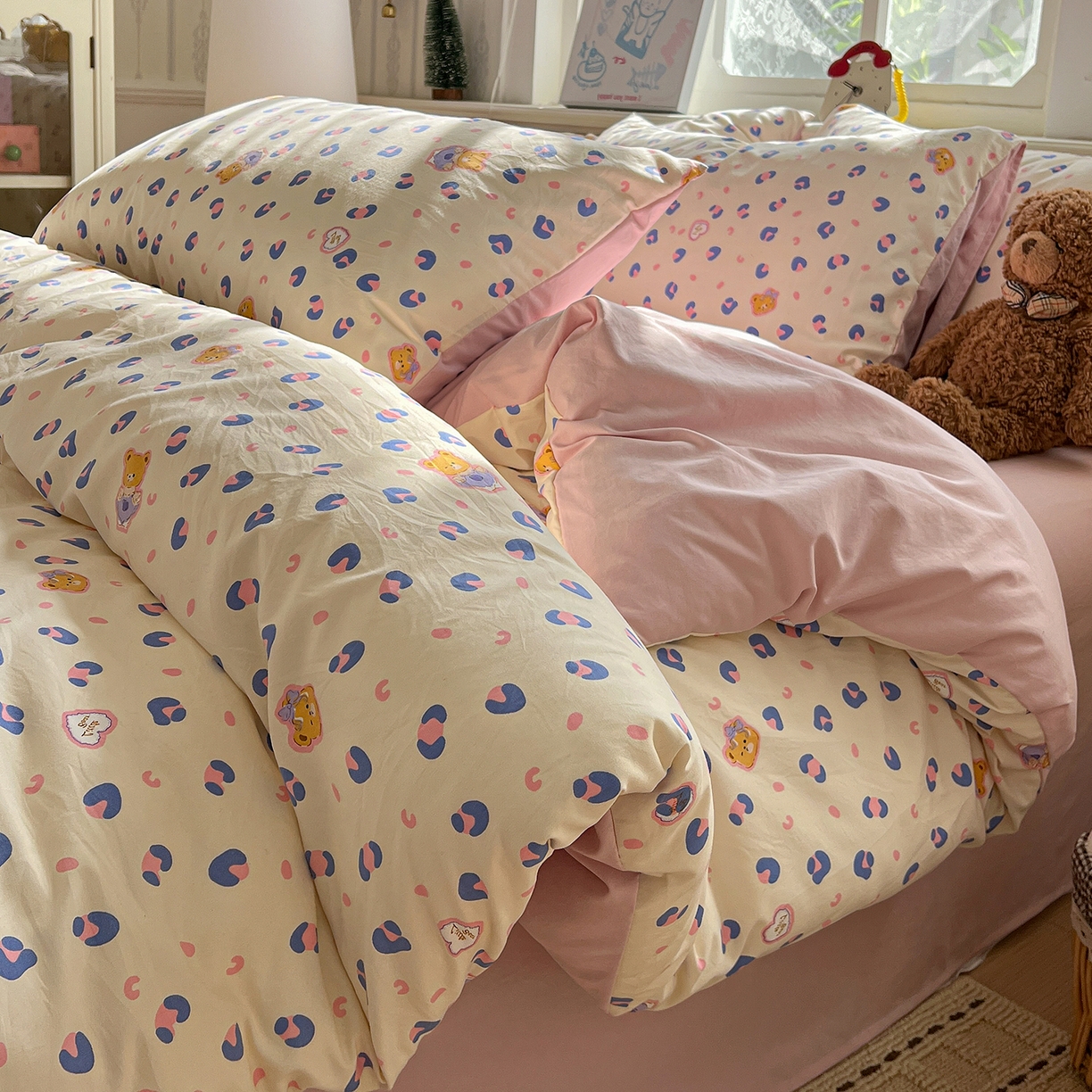 91家纺网 家纺一手货源 找家纺 凯洛奇 2026新款A类仿棉四件套古法水洗棉小清新印花四件套单被套系列 罗纳之约