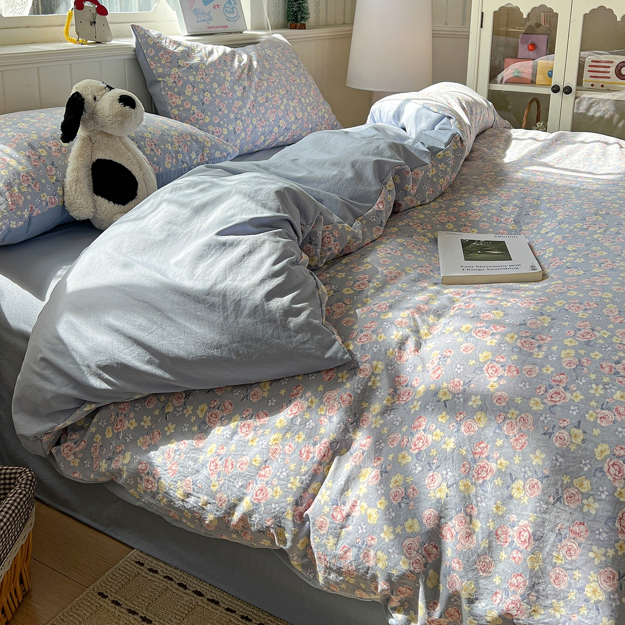 91家纺网 家纺一手货源 找家纺 凯洛奇 2026新款A类仿棉四件套古法水洗棉小清新印花四件套单被套系列 落川花海