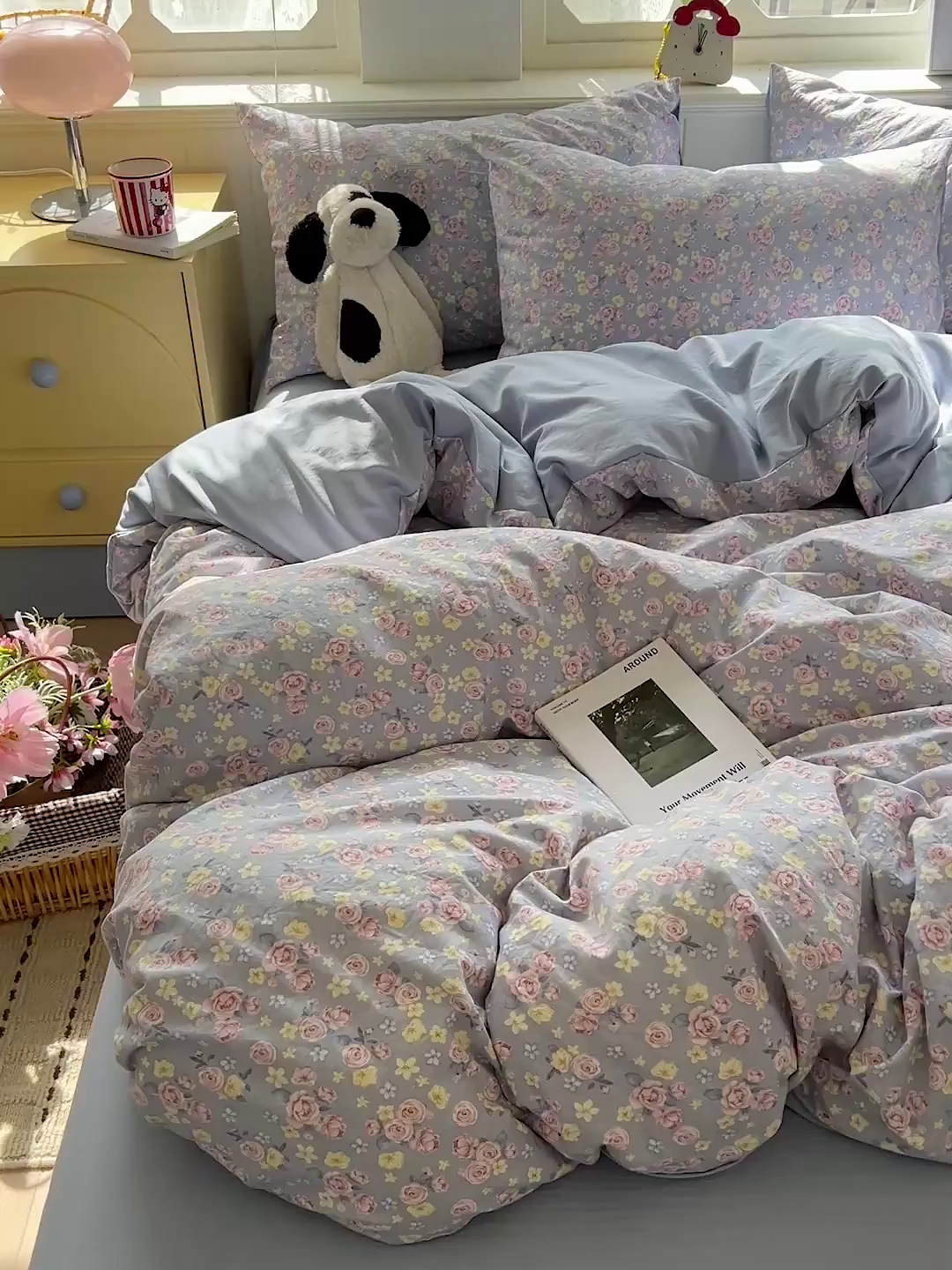 91家纺网 家纺一手货源 找家纺 凯洛奇 2026新款A类仿棉四件套古法水洗棉小清新印花四件套单被套系列 落川花海