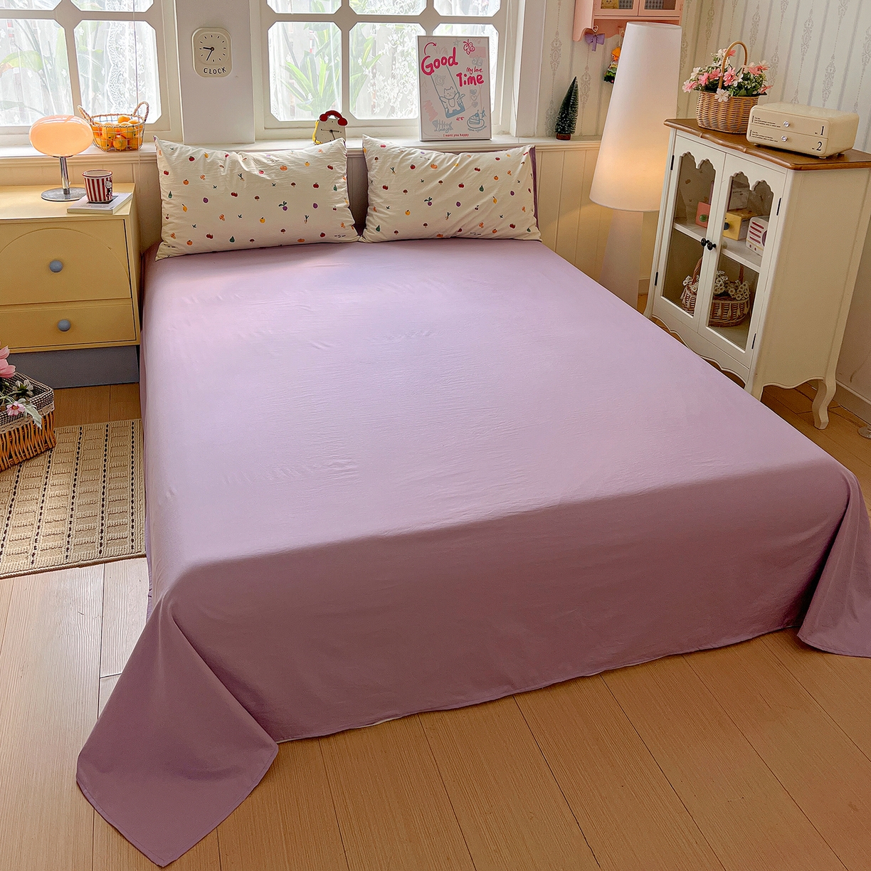 91家纺网 家纺一手货源 找家纺 凯洛奇 2026新款A类仿棉四件套古法水洗棉小清新印花四件套单被套系列 满园春色