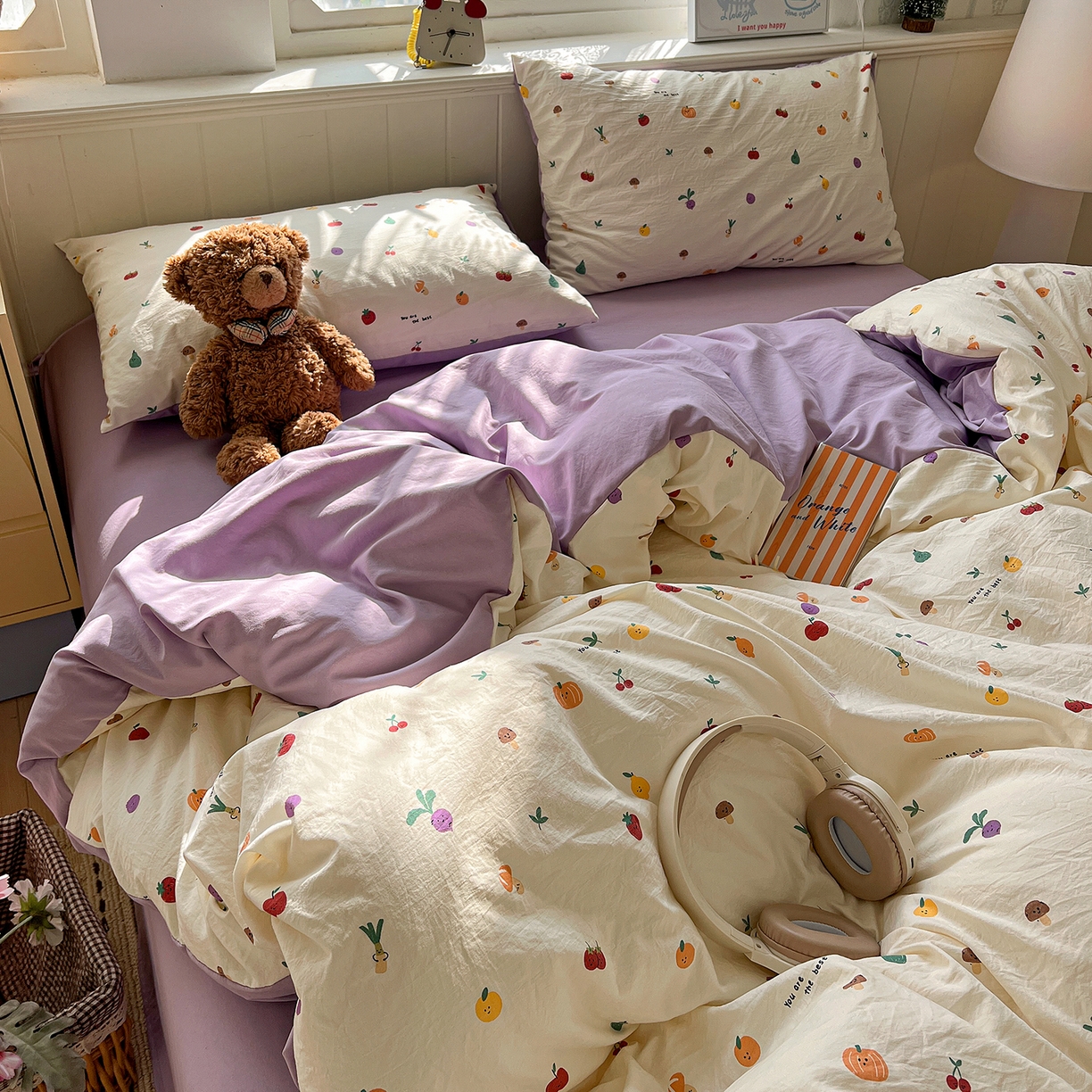 91家纺网 家纺一手货源 找家纺 凯洛奇 2026新款A类仿棉四件套古法水洗棉小清新印花四件套单被套系列 满园春色