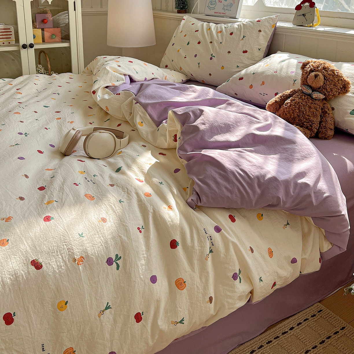 91家纺网 家纺一手货源 找家纺 凯洛奇 2026新款A类仿棉四件套古法水洗棉小清新印花四件套单被套系列 满园春色