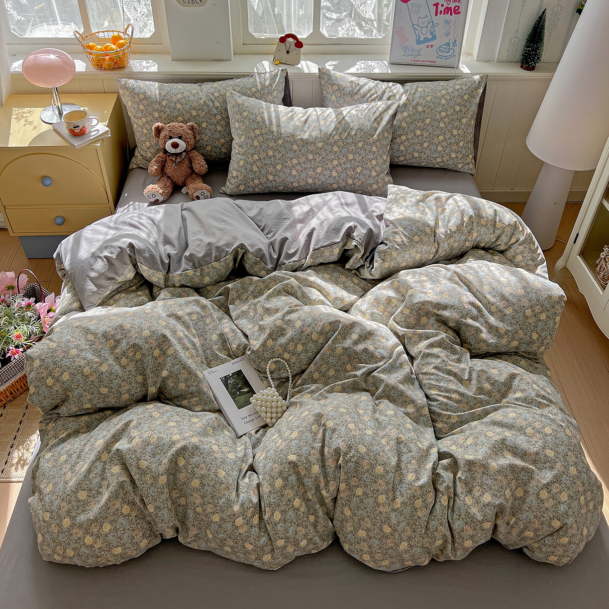 91家纺网 家纺一手货源 找家纺 凯洛奇 2026新款A类仿棉四件套古法水洗棉小清新印花四件套单被套系列 曼塔玫瑰