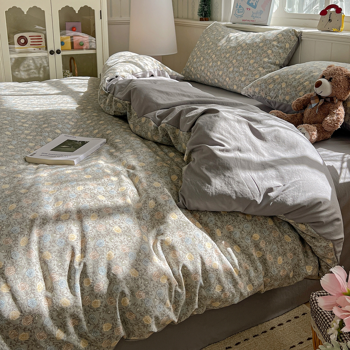 91家纺网 家纺一手货源 找家纺 凯洛奇 2026新款A类仿棉四件套古法水洗棉小清新印花四件套单被套系列 曼塔玫瑰