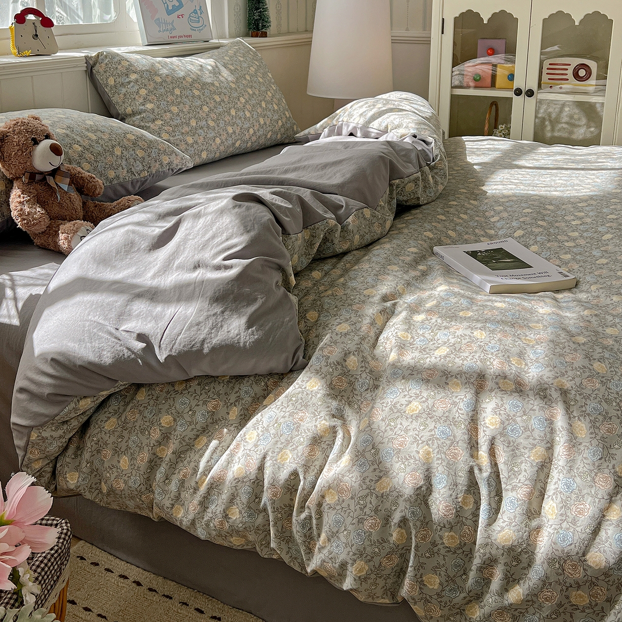 91家纺网 家纺一手货源 找家纺 凯洛奇 2026新款A类仿棉四件套古法水洗棉小清新印花四件套单被套系列 曼塔玫瑰