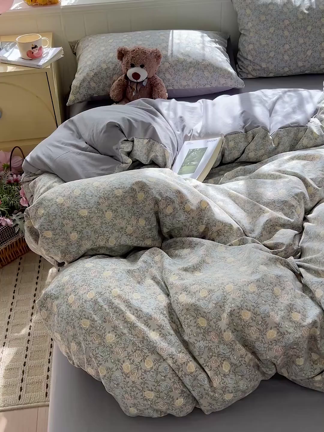 91家纺网 家纺一手货源 找家纺 凯洛奇 2026新款A类仿棉四件套古法水洗棉小清新印花四件套单被套系列 曼塔玫瑰