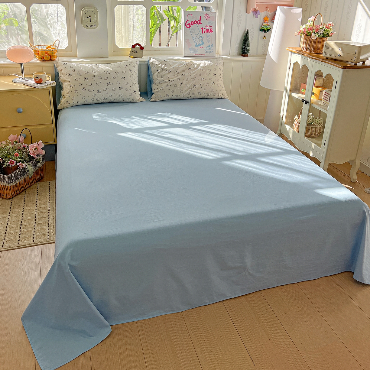 91家纺网 家纺一手货源 找家纺 凯洛奇 2026新款A类仿棉四件套古法水洗棉小清新印花四件套单被套系列 萌宠国度