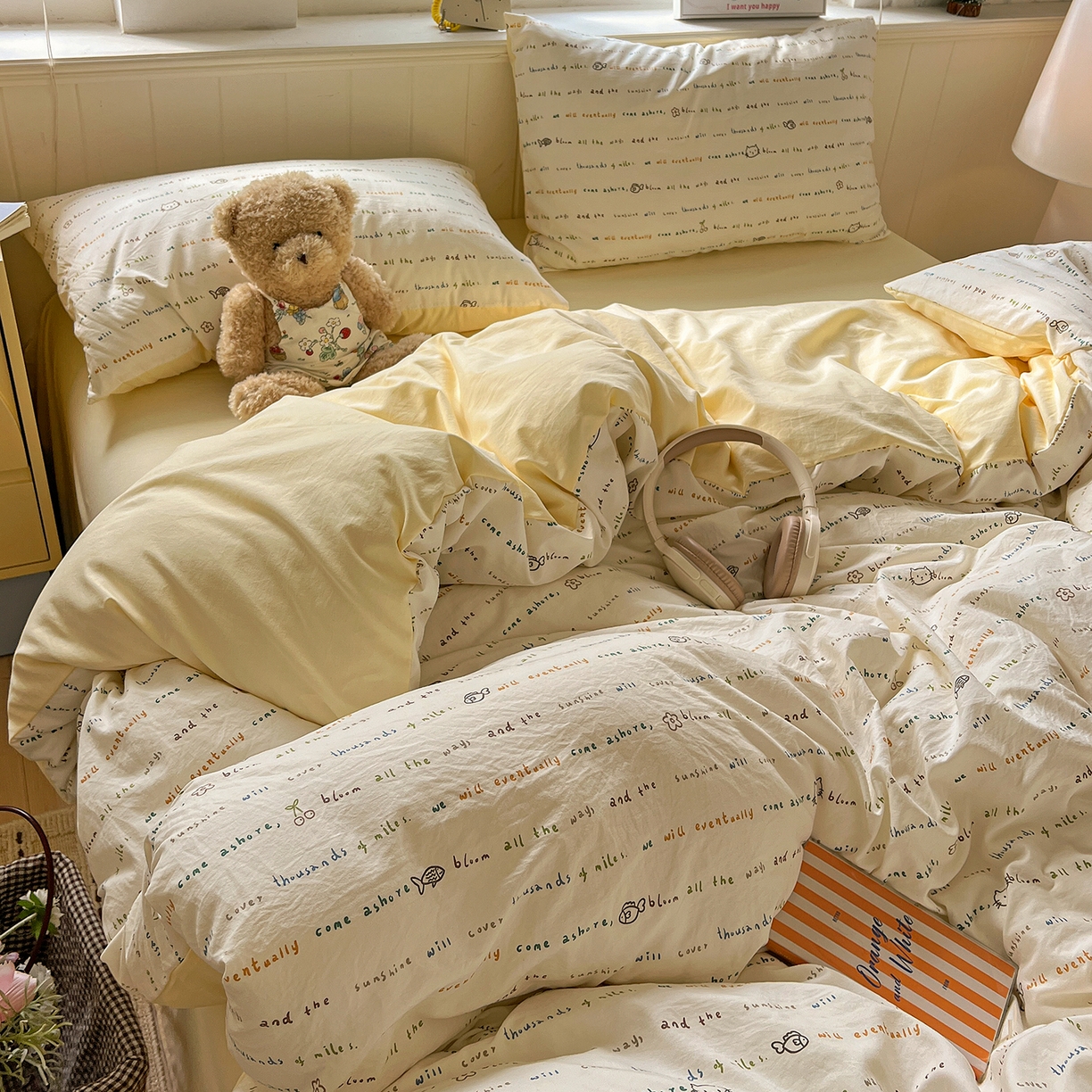 91家纺网 家纺一手货源 找家纺 凯洛奇 2026新款A类仿棉四件套古法水洗棉小清新印花四件套单被套系列 梦回甜心