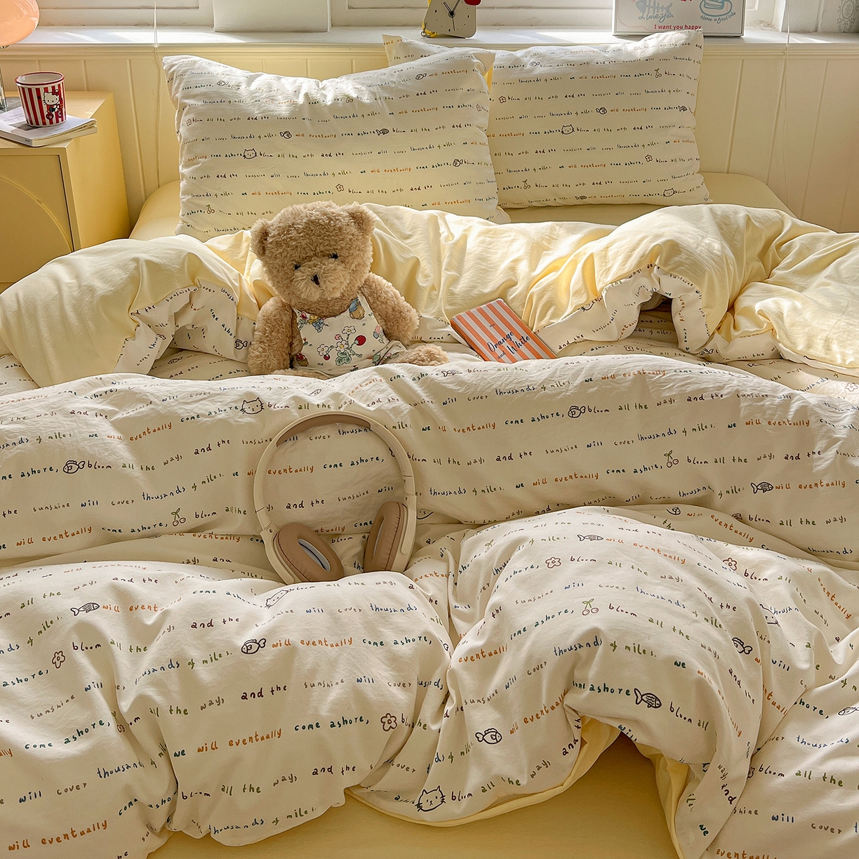 91家纺网 家纺一手货源 找家纺 凯洛奇 2026新款A类仿棉四件套古法水洗棉小清新印花四件套单被套系列 梦回甜心