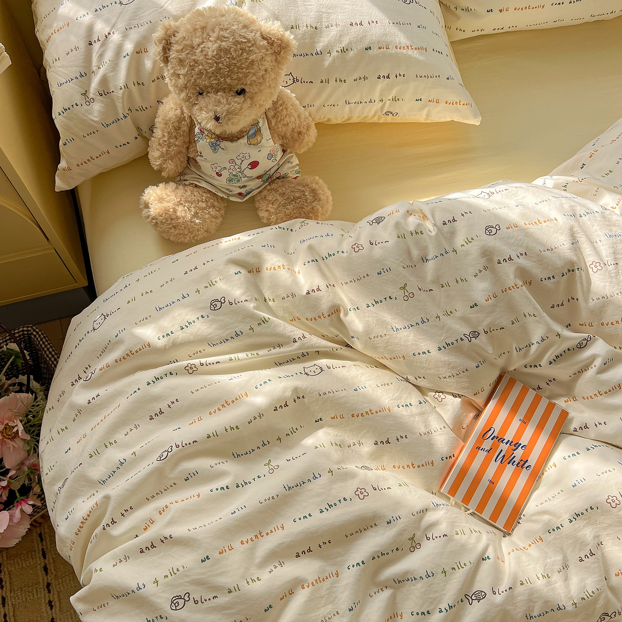 91家纺网 家纺一手货源 找家纺 凯洛奇 2026新款A类仿棉四件套古法水洗棉小清新印花四件套单被套系列 梦回甜心