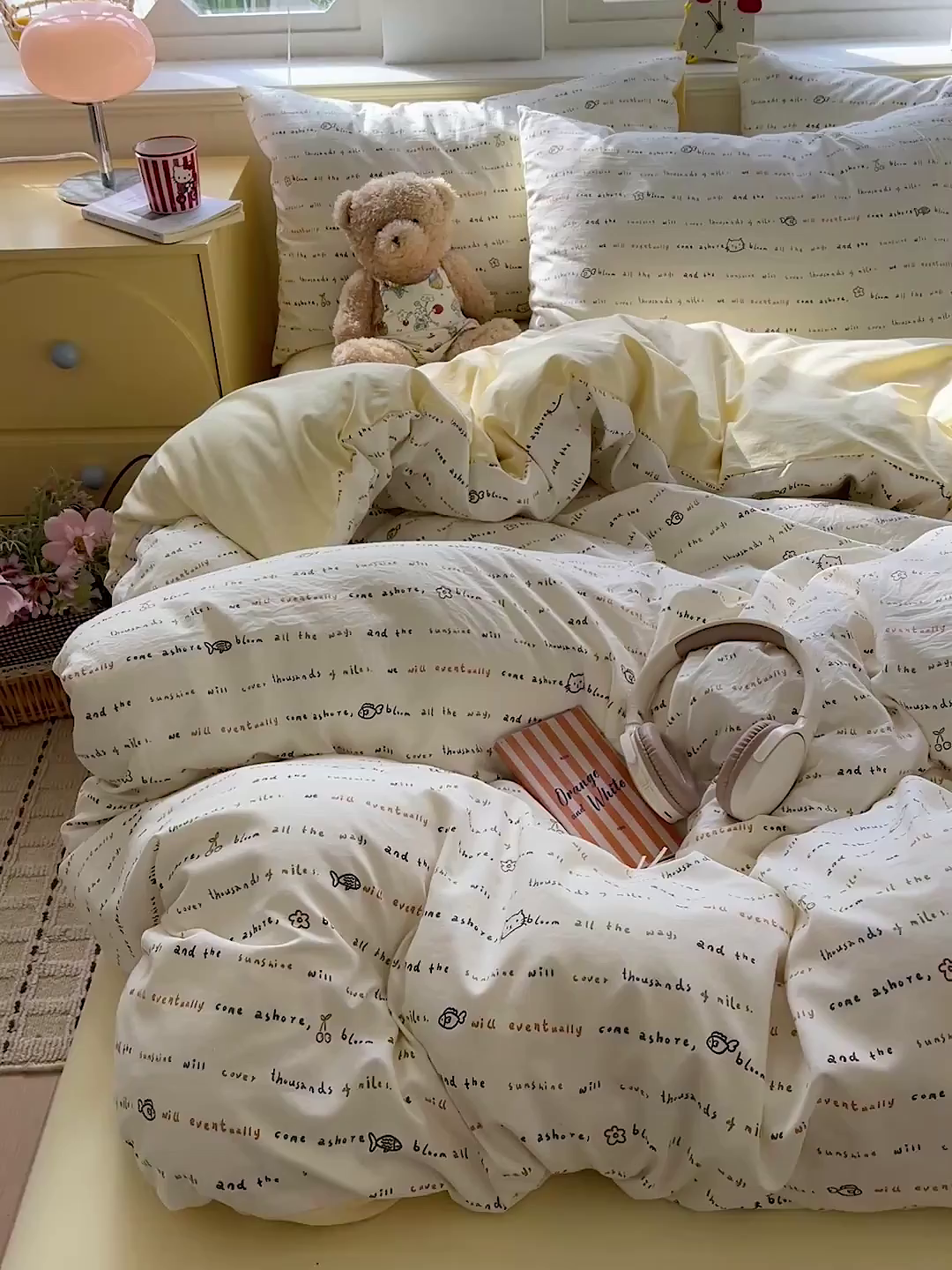 91家纺网 家纺一手货源 找家纺 凯洛奇 2026新款A类仿棉四件套古法水洗棉小清新印花四件套单被套系列 梦回甜心