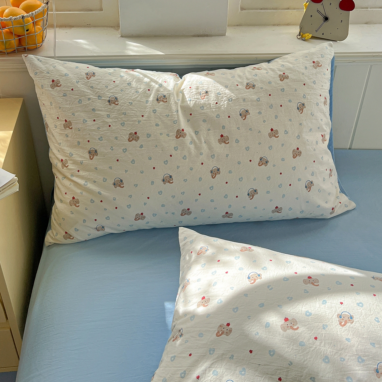 91家纺网 家纺一手货源 找家纺 凯洛奇 2026新款A类仿棉四件套古法水洗棉小清新印花四件套单被套系列 绅士小象