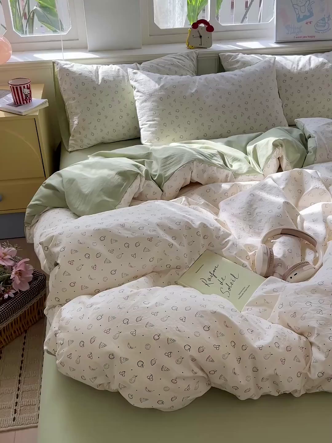 91家纺网 家纺一手货源 找家纺 凯洛奇 2026新款A类仿棉四件套古法水洗棉小清新印花四件套单被套系列 硕果累累