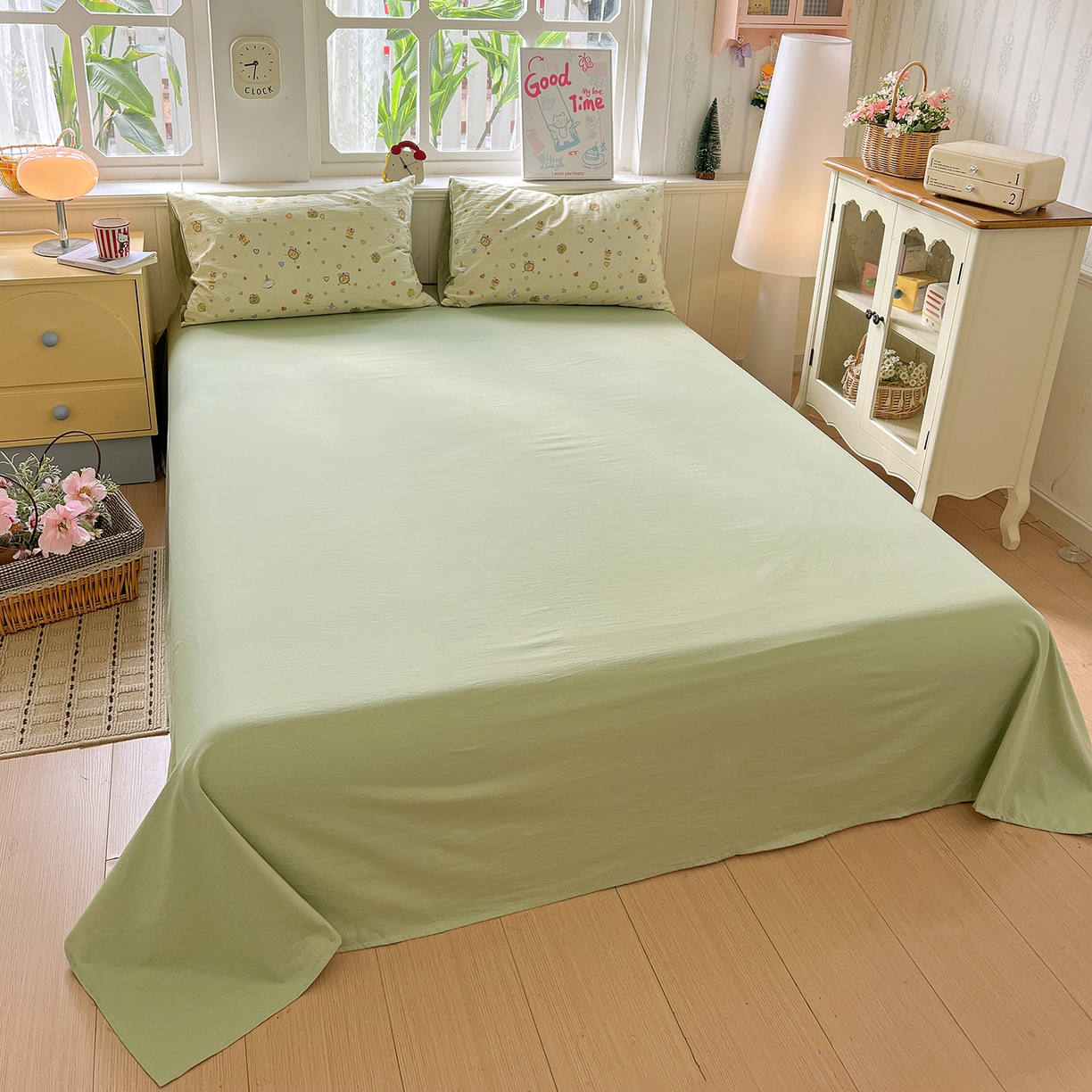 91家纺网 家纺一手货源 找家纺 凯洛奇 2026新款A类仿棉四件套古法水洗棉小清新印花四件套单被套系列 童趣绘彩