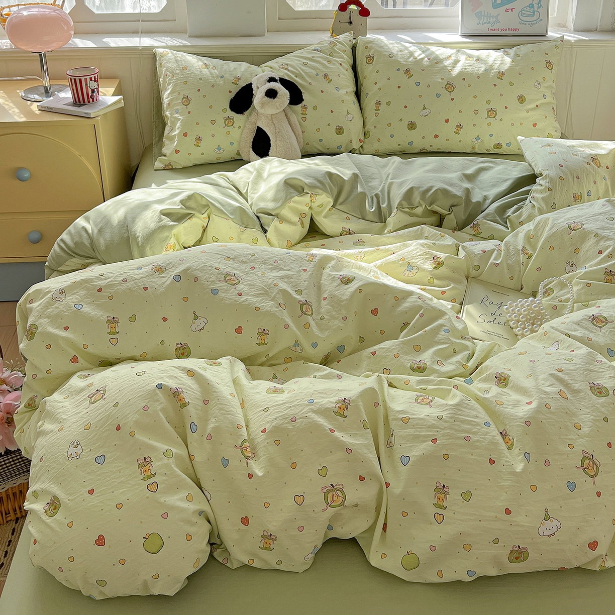 91家纺网 家纺一手货源 找家纺 凯洛奇 2026新款A类仿棉四件套古法水洗棉小清新印花四件套单被套系列 童趣绘彩